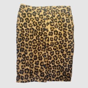 Y2K Ralph Lauren button up pencil skirt with pockets animal print sz 8